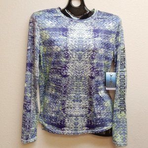 Silver Bait Long Sleeve Swim Shirt, Purple/Green Fish Scale Women's Size XL.